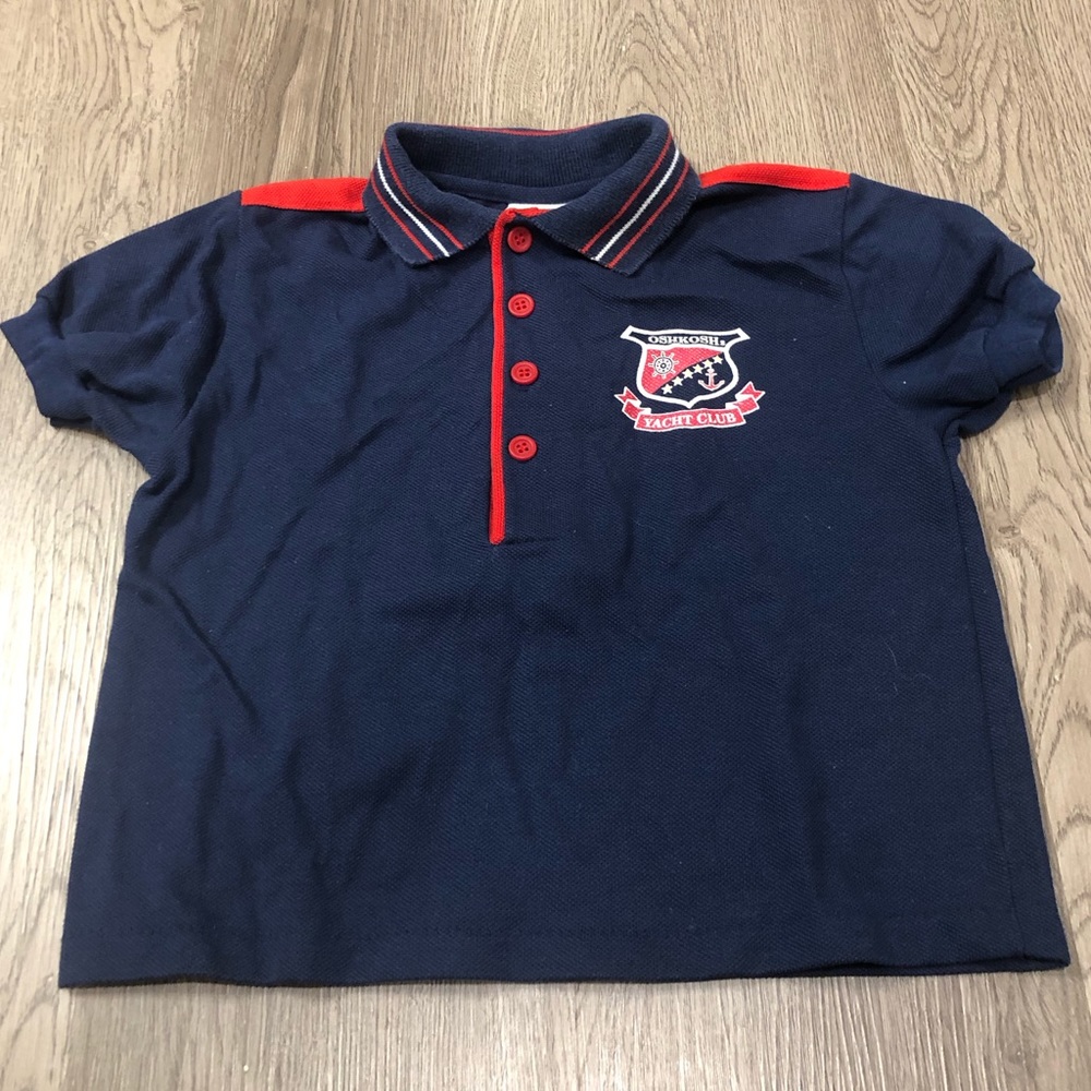 Vintage Oshkosh Yacht Club Polo Boys Size 4 Single Stitch Made In USA Red‎ Blue